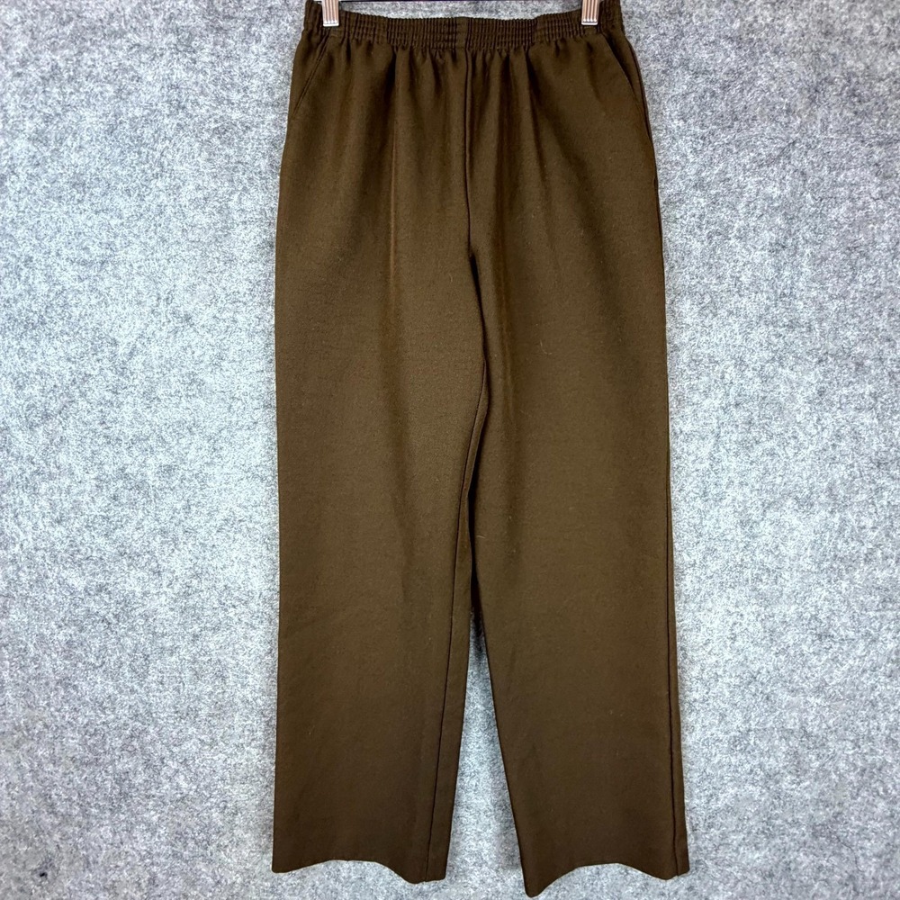 Alfred Dunner Pants Womens 8 Petite Chocolate Brown Elastic Waist Grandma Pullon